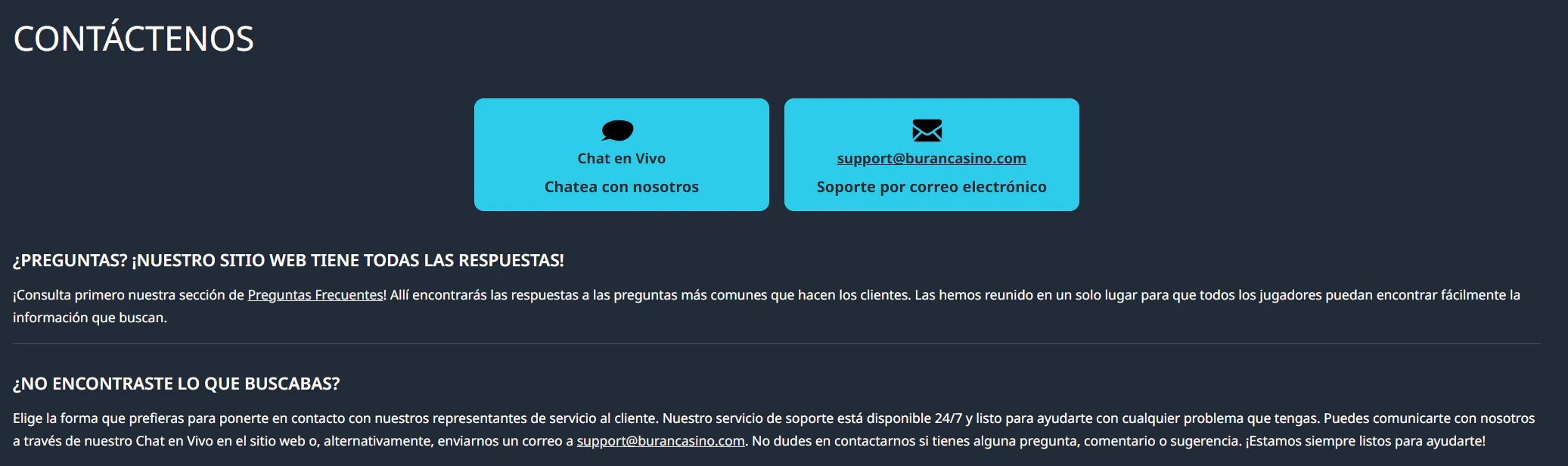Atención al cliente de Buran